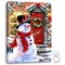 Glow Decor White and Red Snowman LED Backlit Christmas Rectangular Wall Art with Remote Control 24" x 18"